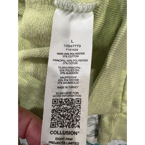 COLLUSION Men’s sweatshirt in green with a quarter-zip neckline Size Large - Picture 6 of 7